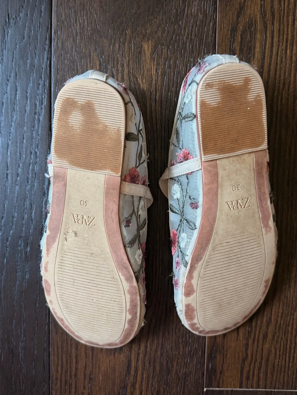 Zara Kida Floral Embroidery Mary Jane Flats, Pink/Cream, Size 12-12.5 (EU 30)